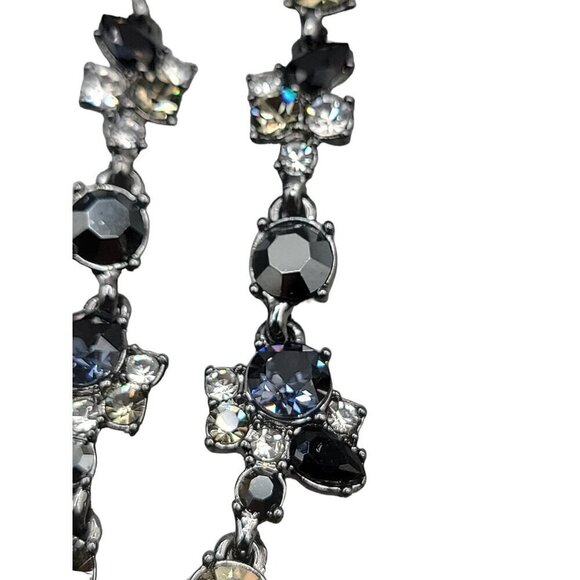 Givenchy Elegant Black & Clear Rhinestone Teardrop Statement Necklace 20" VTG - Picture 9 of 16